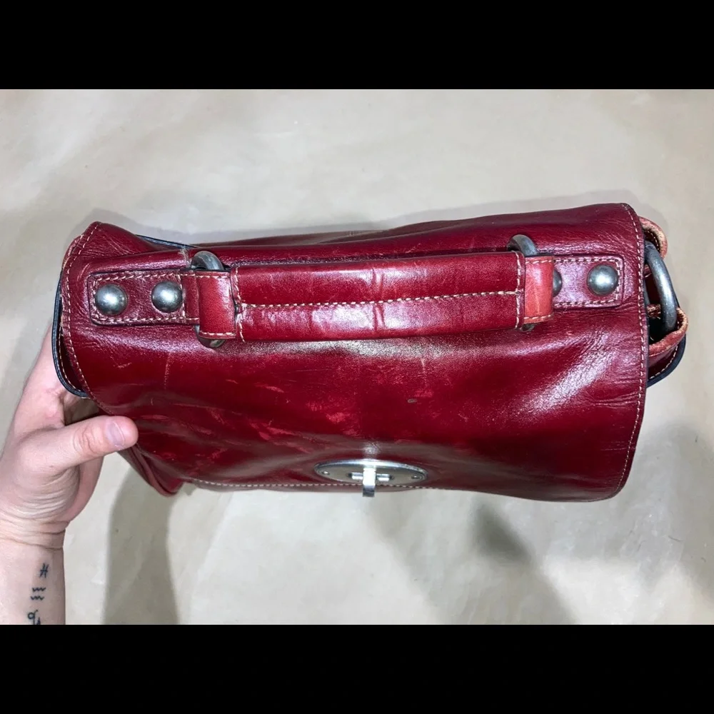 Red Leather Top-Handle Women's Bag
